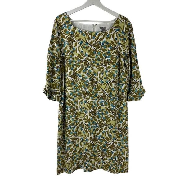 J. Jill Blueberry Print Shift Dress size 14 Square Neckline 3/4 Sleeve - Picture 1 of 9